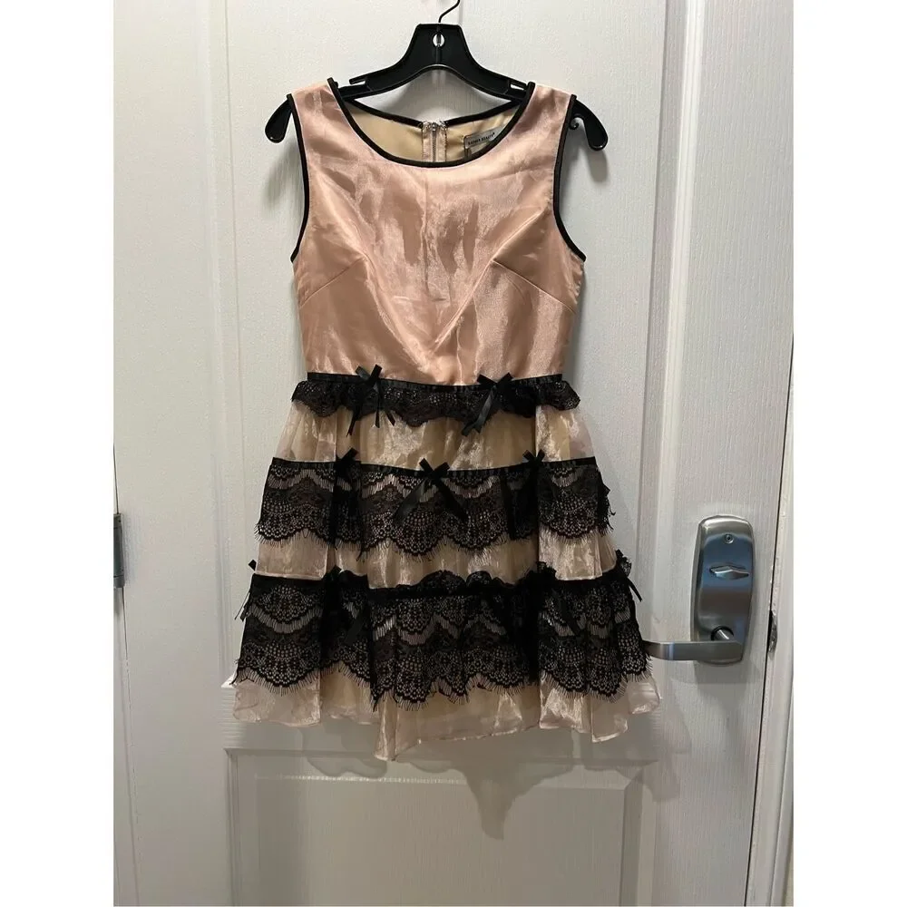 Gather Beauty Stitching Bow Lace Sleeveless Dress size 6 NWT wedding Guest Dress - Picture 2 of 4